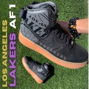 Customized Nike ID Los Angeles Lakers Air Force One AR1647-991 Men Sz 10